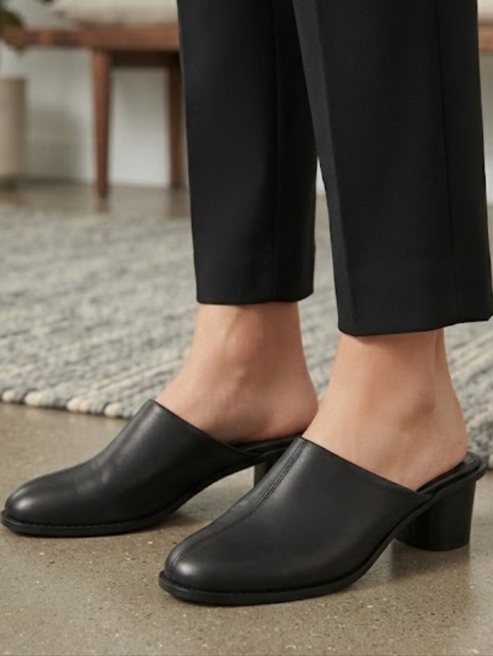 Everlane The Artist Mule Black Italian Leather Shoes Size 8.5